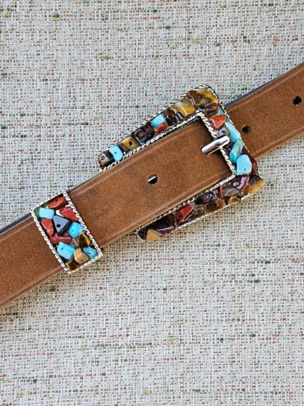Vintage Nine West Belt Genuine Leather Brown Suede Waistband Size Large - Picture 1 of 14